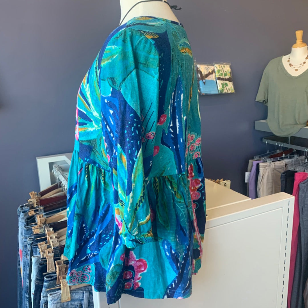 Orientique Australia, Tops, Medium Teal Blue Multi