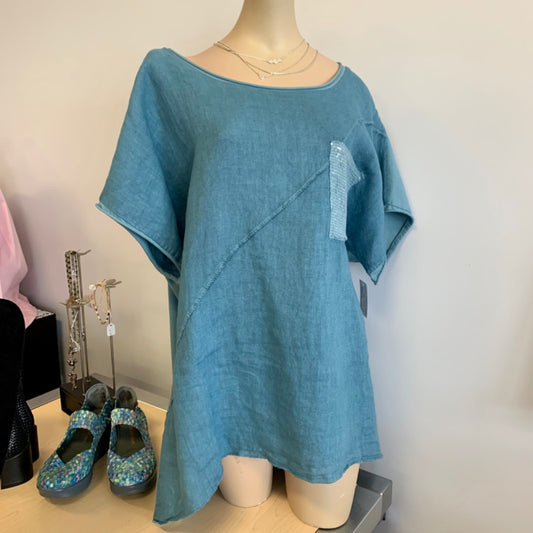 Laura Guidotti, Tops, XLarge Teal Blue
