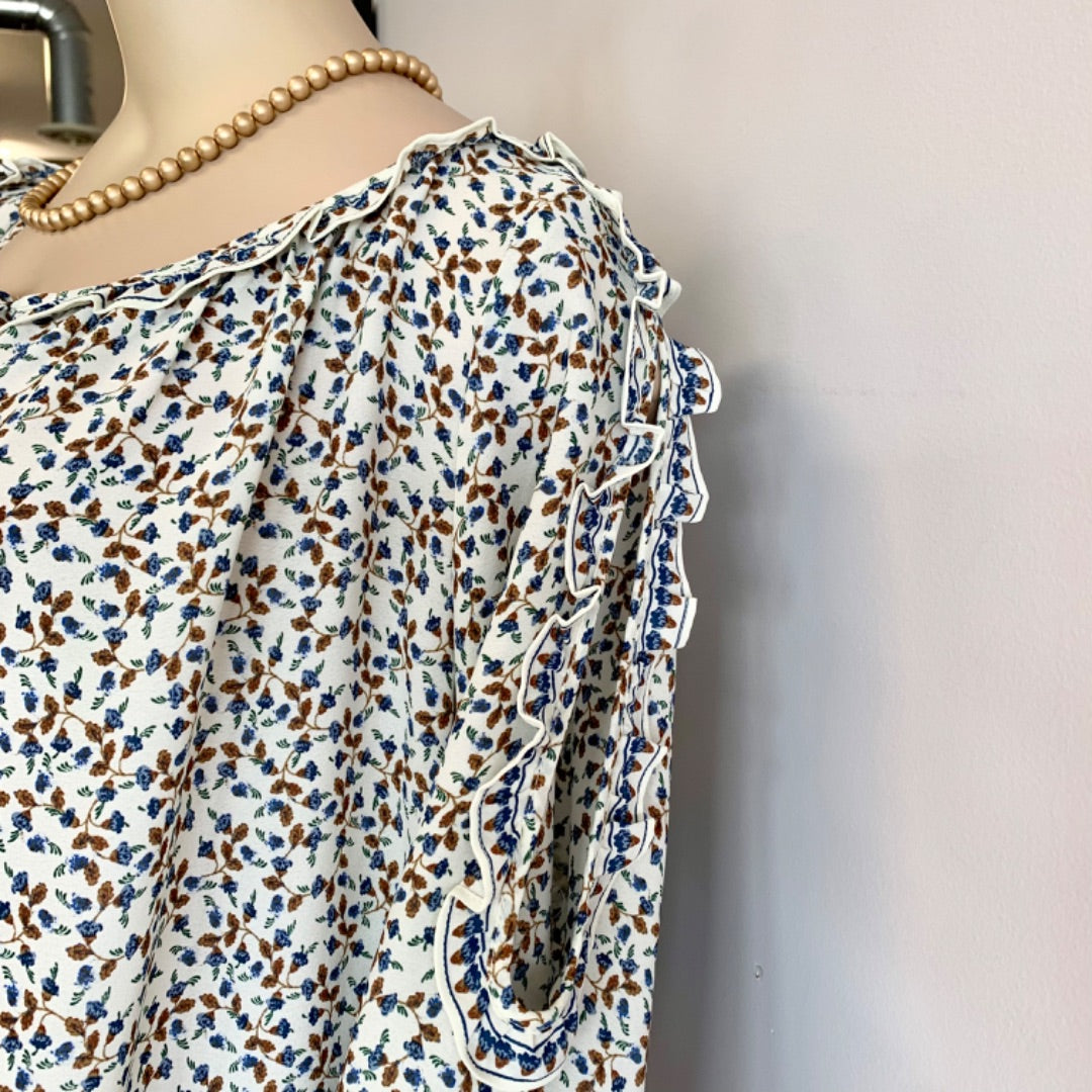 Max Studio, Tops, XXLarge White Blue Brown
