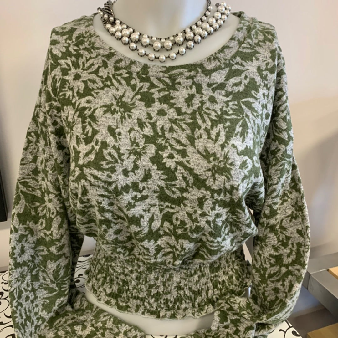 Cleo Petites, Tops, Medium Petite Green Grey