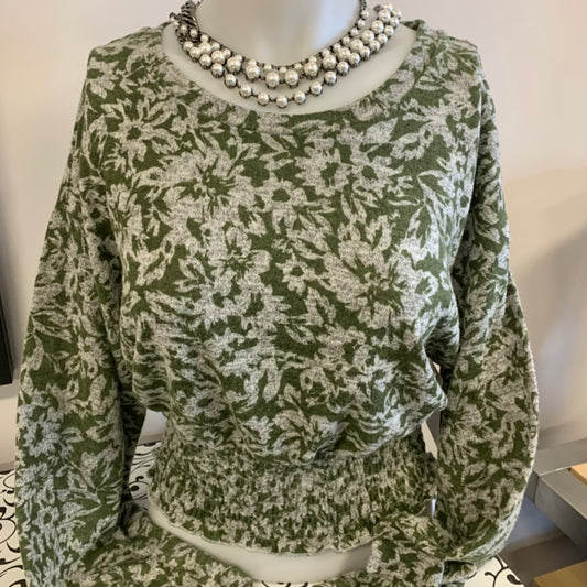 Cleo Petites, Tops, Medium Petite Green Grey
