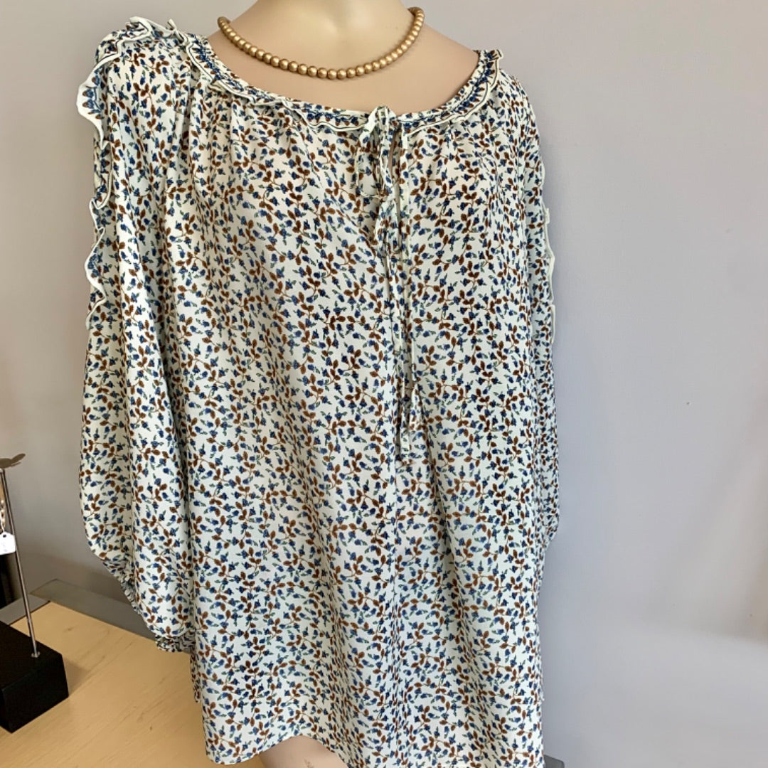 Max Studio, Tops, XXLarge White Blue Brown