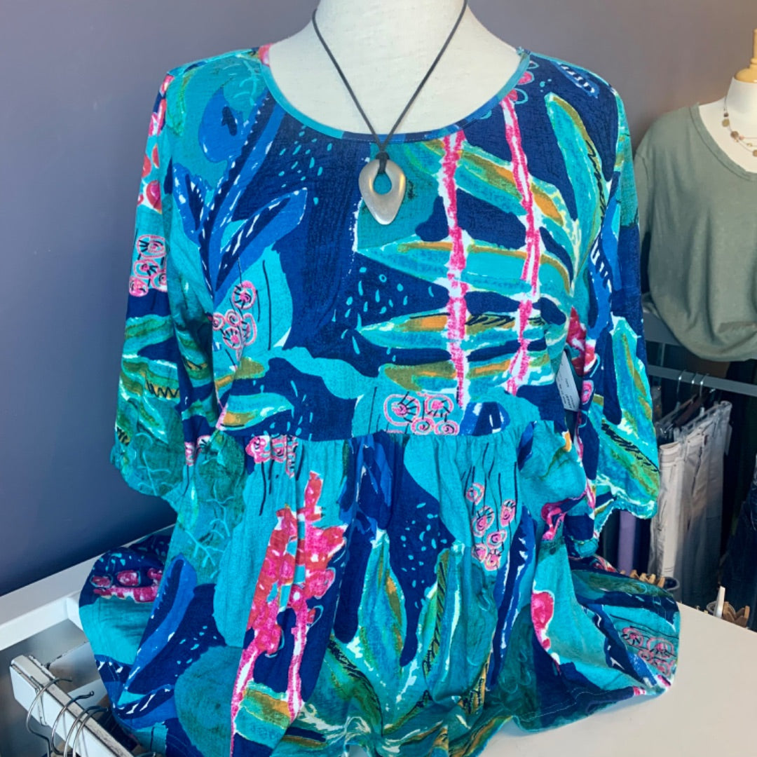 Orientique Australia, Tops, Medium Teal Blue Multi