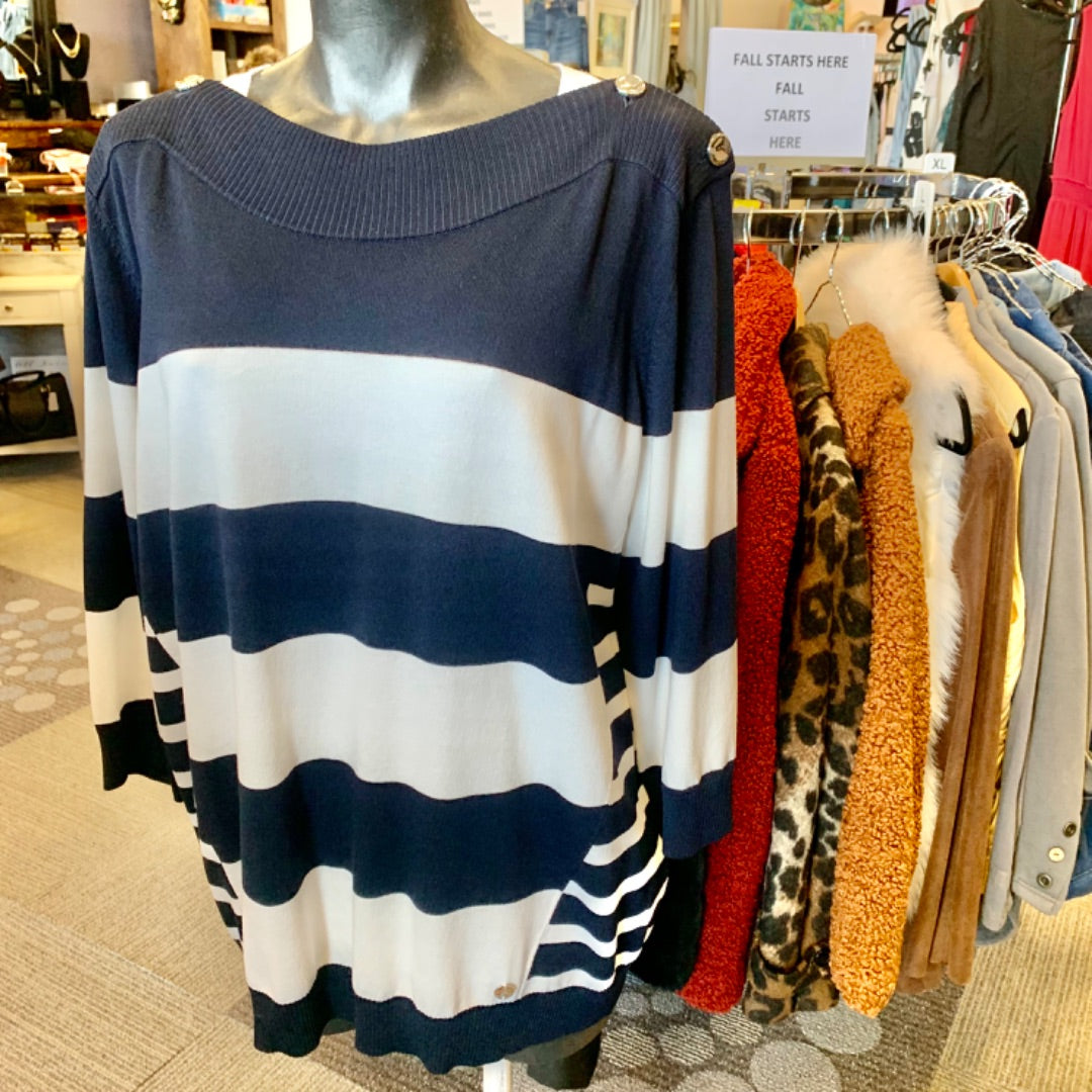 Joseph Ribkoff, Tops, XLarge White Navy