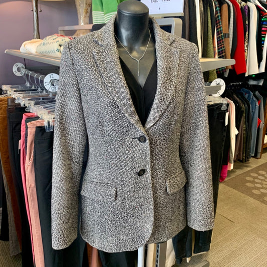 Freda's blazer tweed, Size 10, Black, White