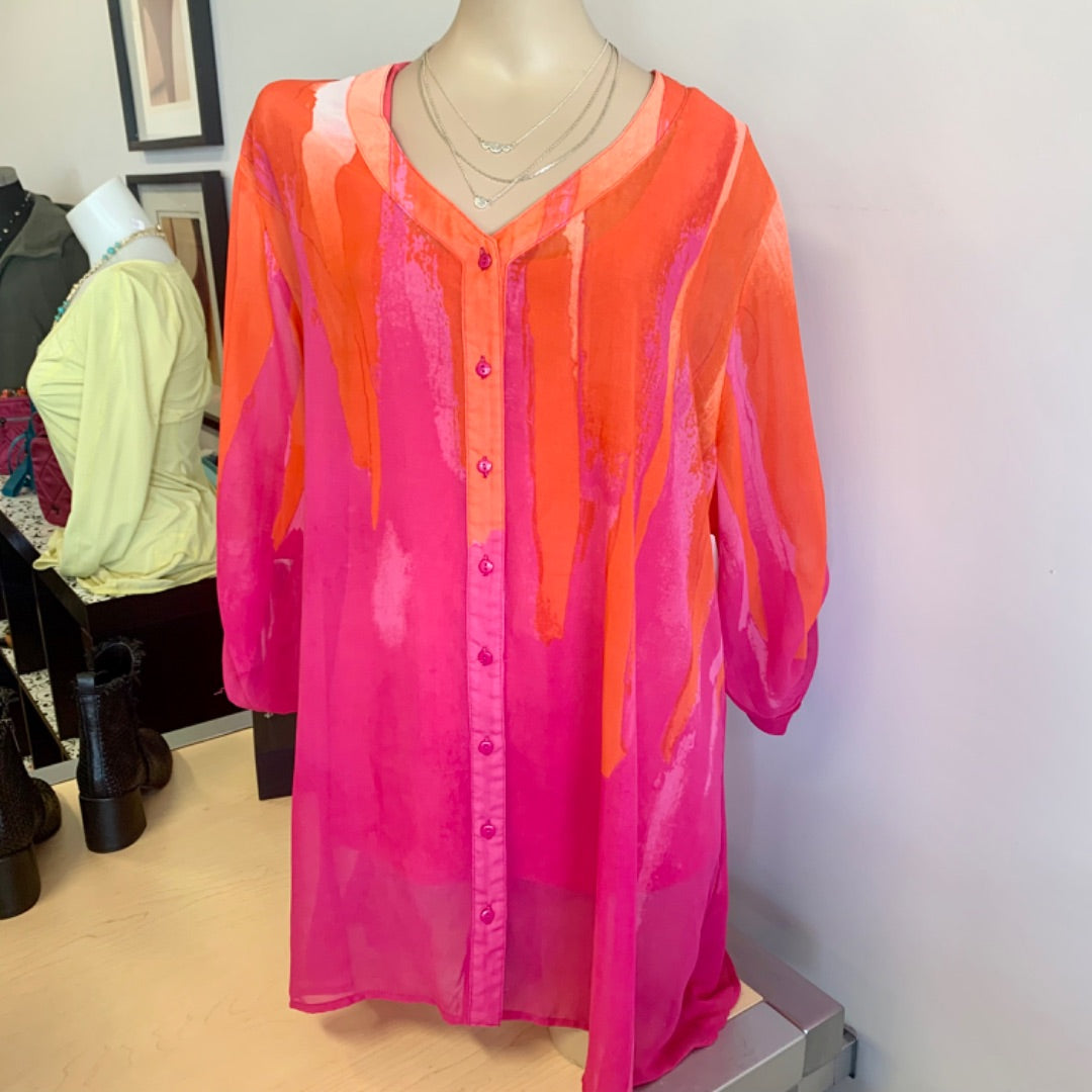 Laura Plus, Blouses, XLarge Fuchsia Orange