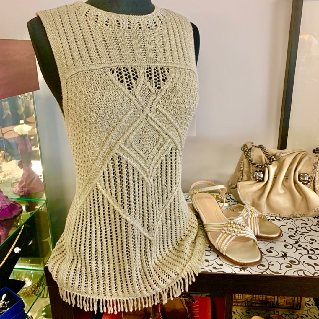 Laura, Top Sleeveless, Small Gold Lurex