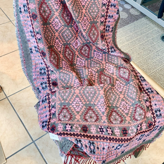 Woven, Accessories, Large Grey Berry red