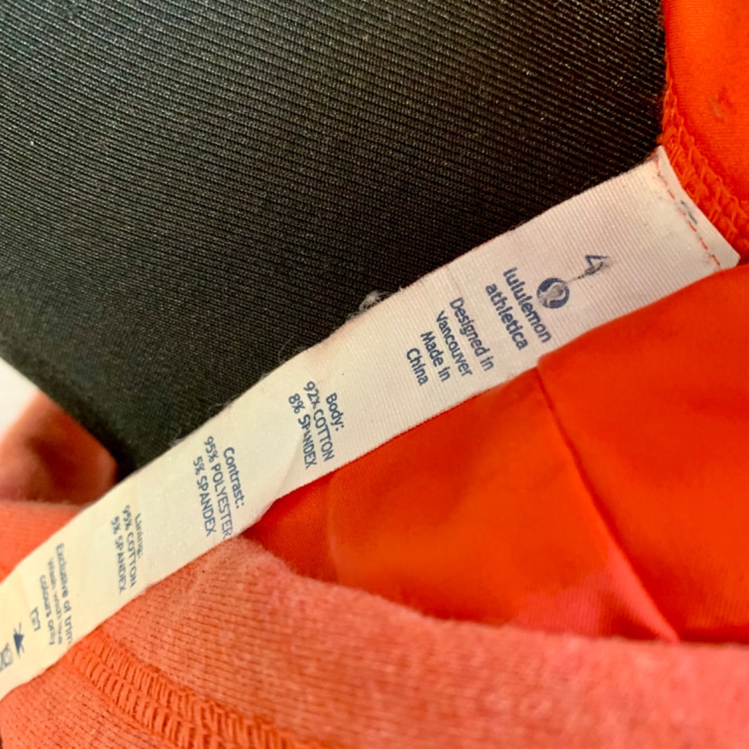 Lululemon All Good Hoodie, Size 4 Pumpkin orange