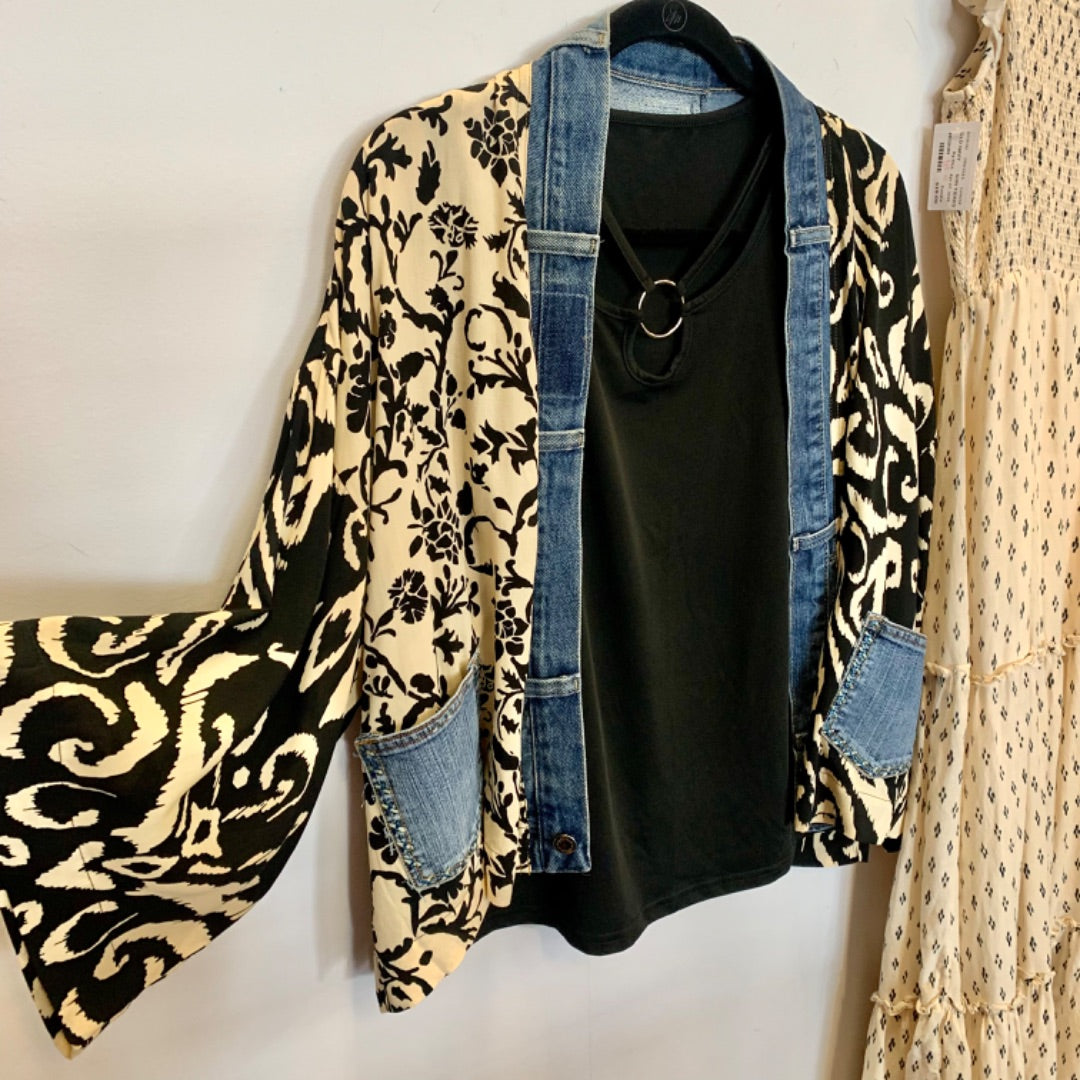 Shannon Passero, Cardigans, One Size Black Cream Blue