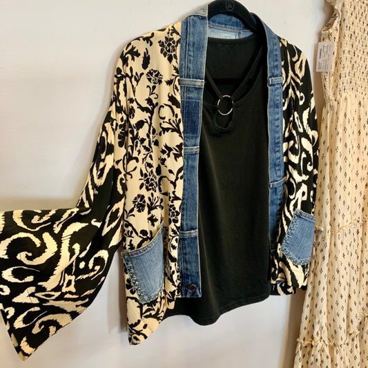 Shannon Passero, Cardigans, One Size Black Cream Blue