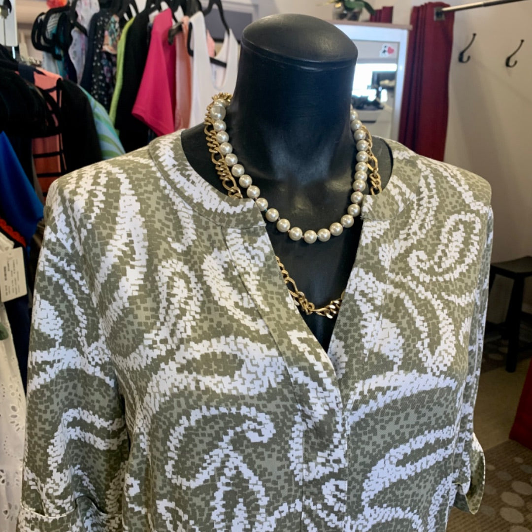 Olsen, Dresses, Large Khaki White