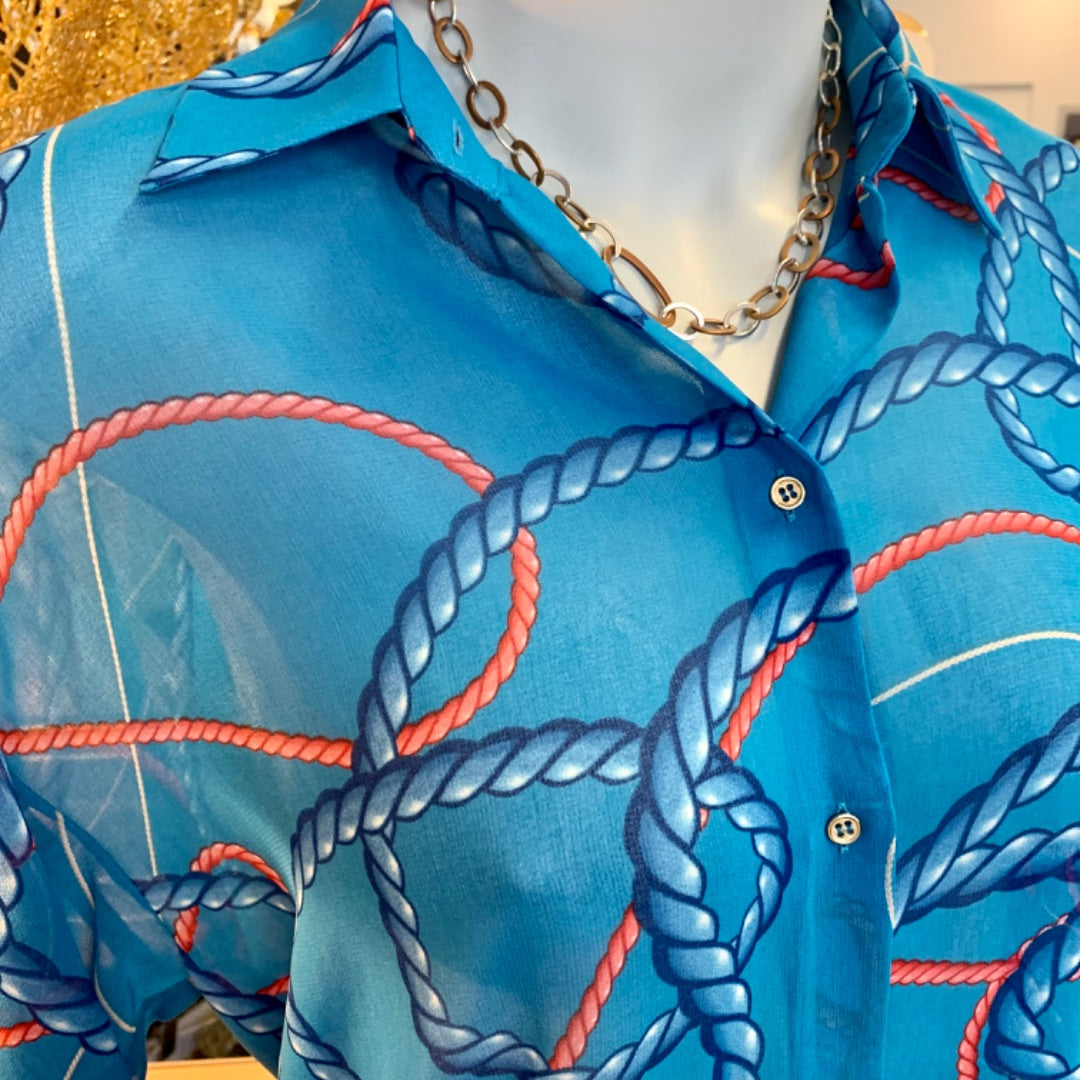 Zara, Tops, Medium Blue Rope Pattern