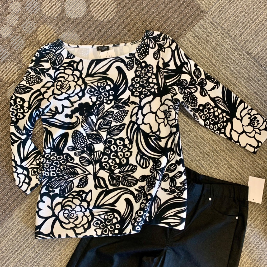 Talbots Petite, Medium P Black on Cream