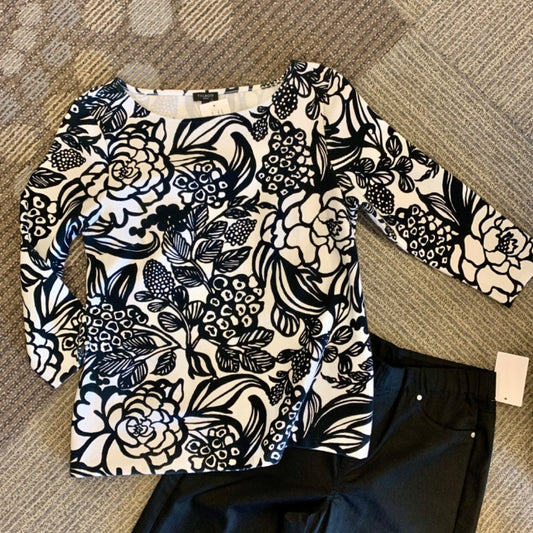 Talbots Petite, Medium P Black on Cream