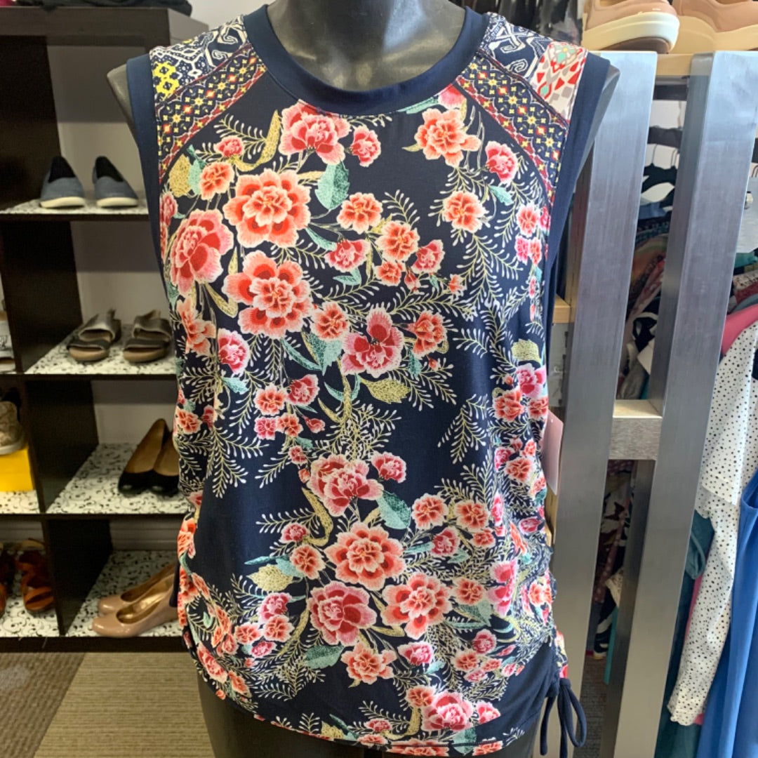 Johnny Was, Top Sleeveless, Medium Multi on Navy