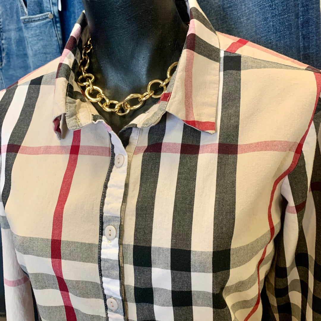 Kenning, Tops, Medium Beige Red Navy