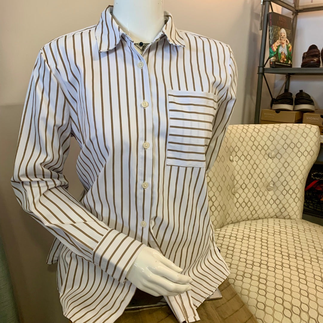 Alex&Jordan, Blouses, Medium White Caramelbrown