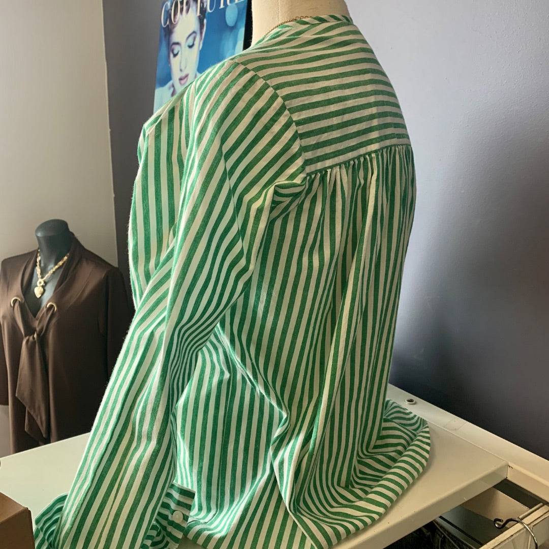 Mille, Blouses, Medium Green White Stripe