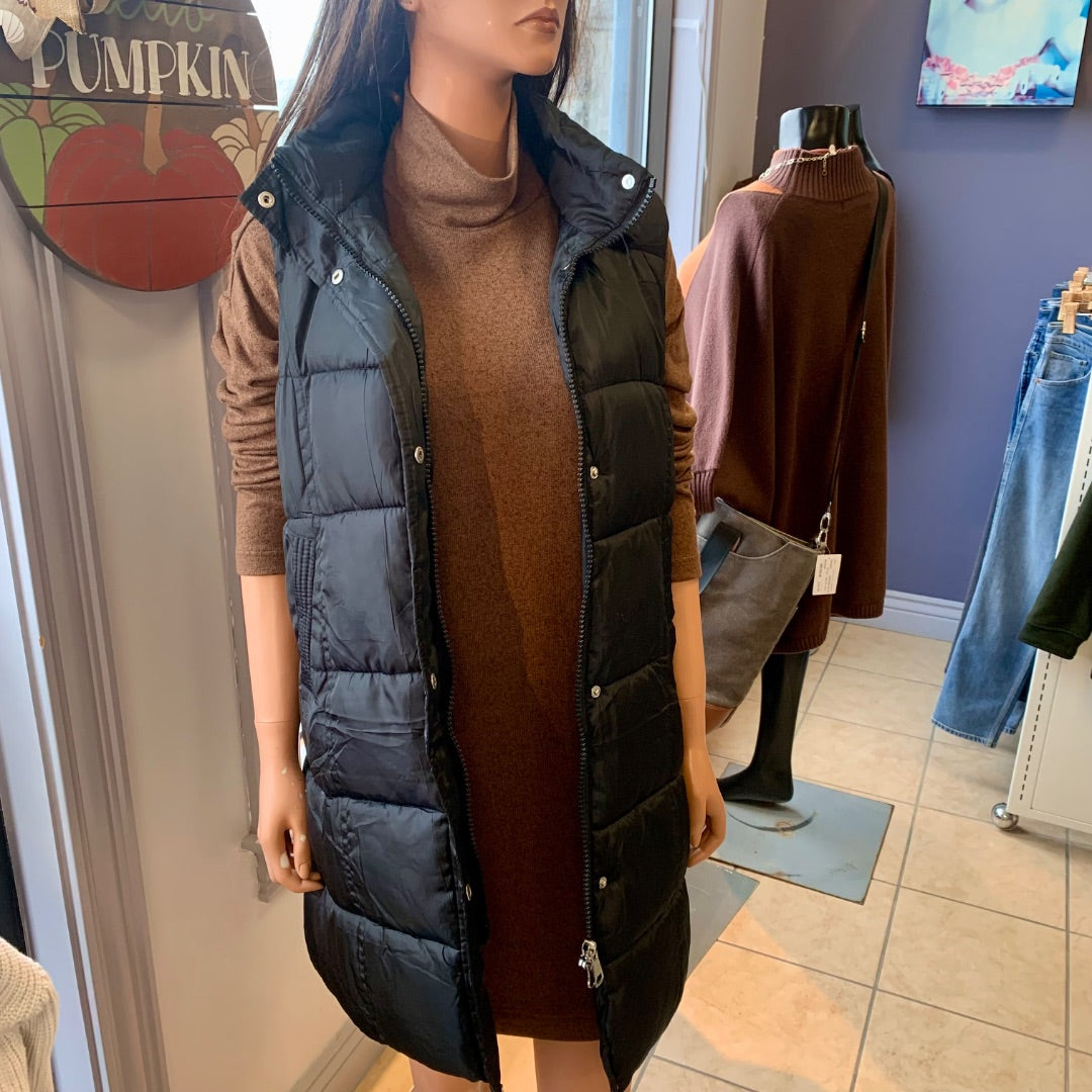Long Vest, Jackets, Large Black