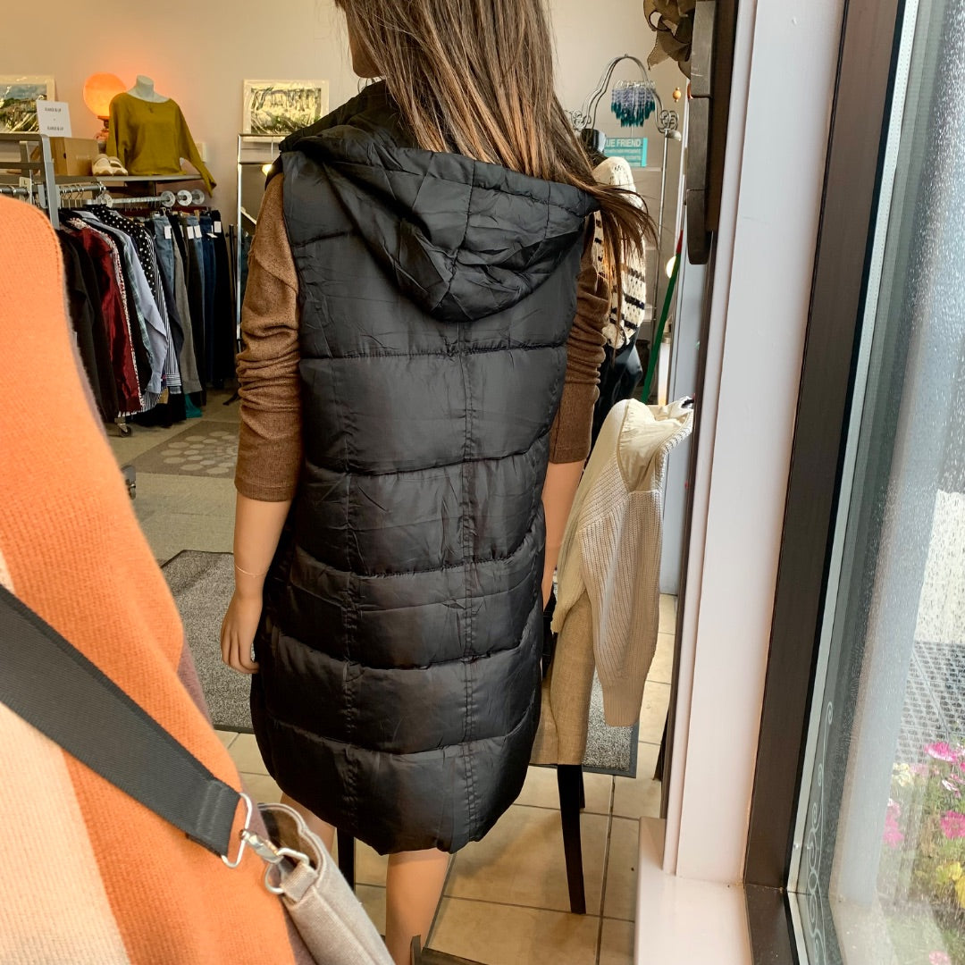 Long Vest, Jackets, Large Black