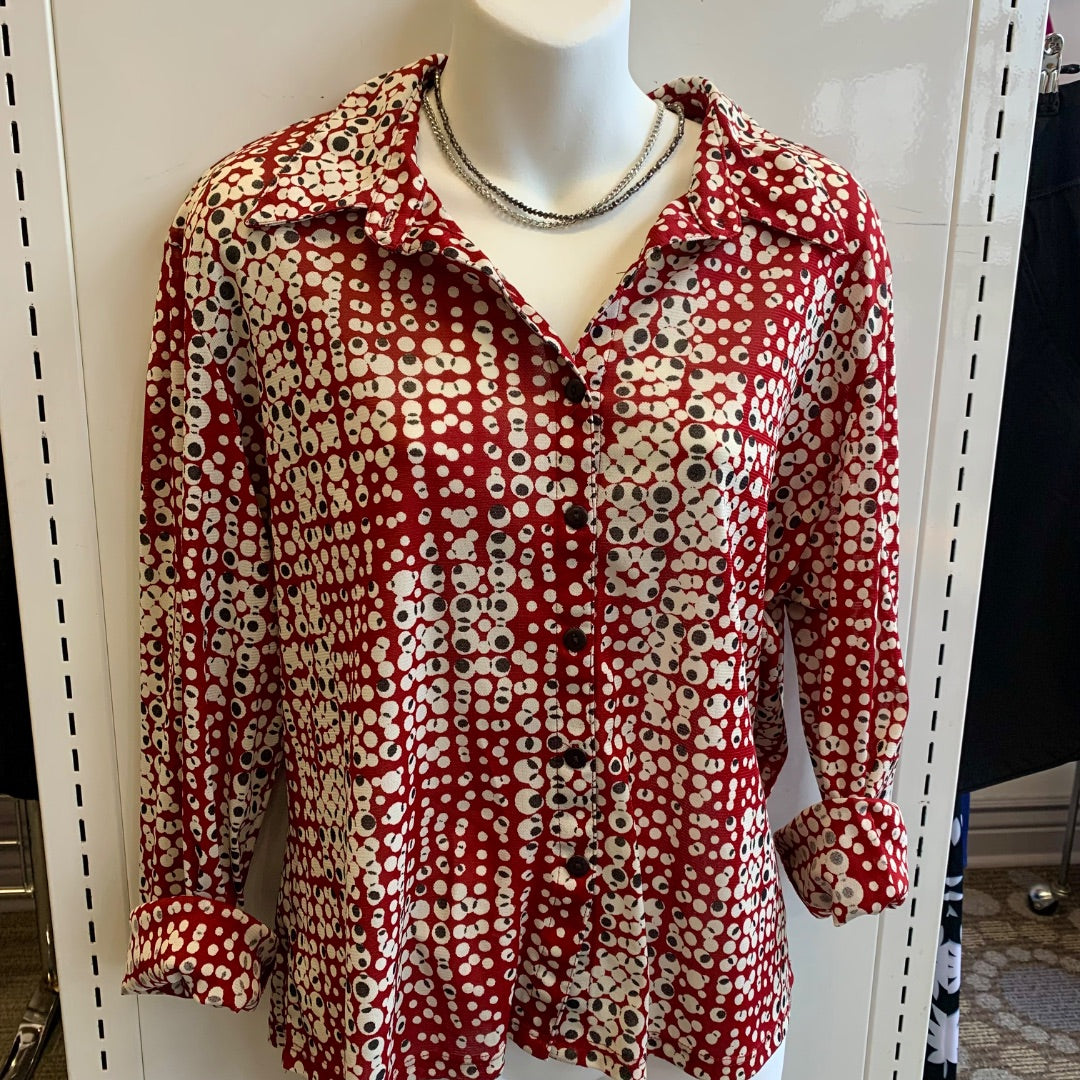 Cleo, Blouses, XLarge Red Grey Black