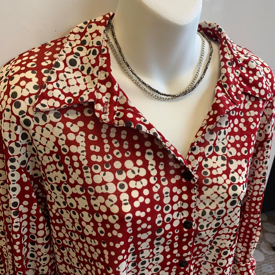 Cleo, Blouses, XLarge Red Grey Black