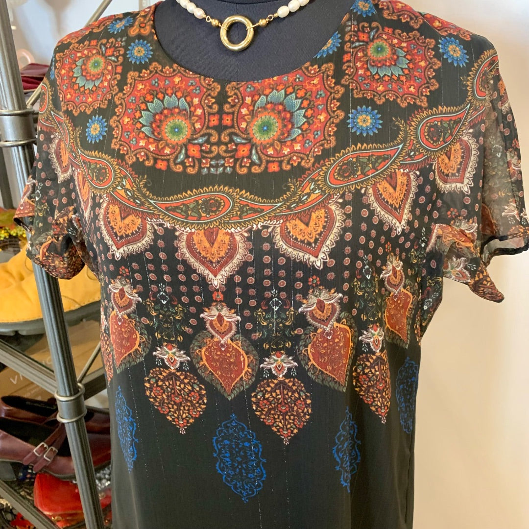 Desiguel, Dresses, Small Blck Orange Multi