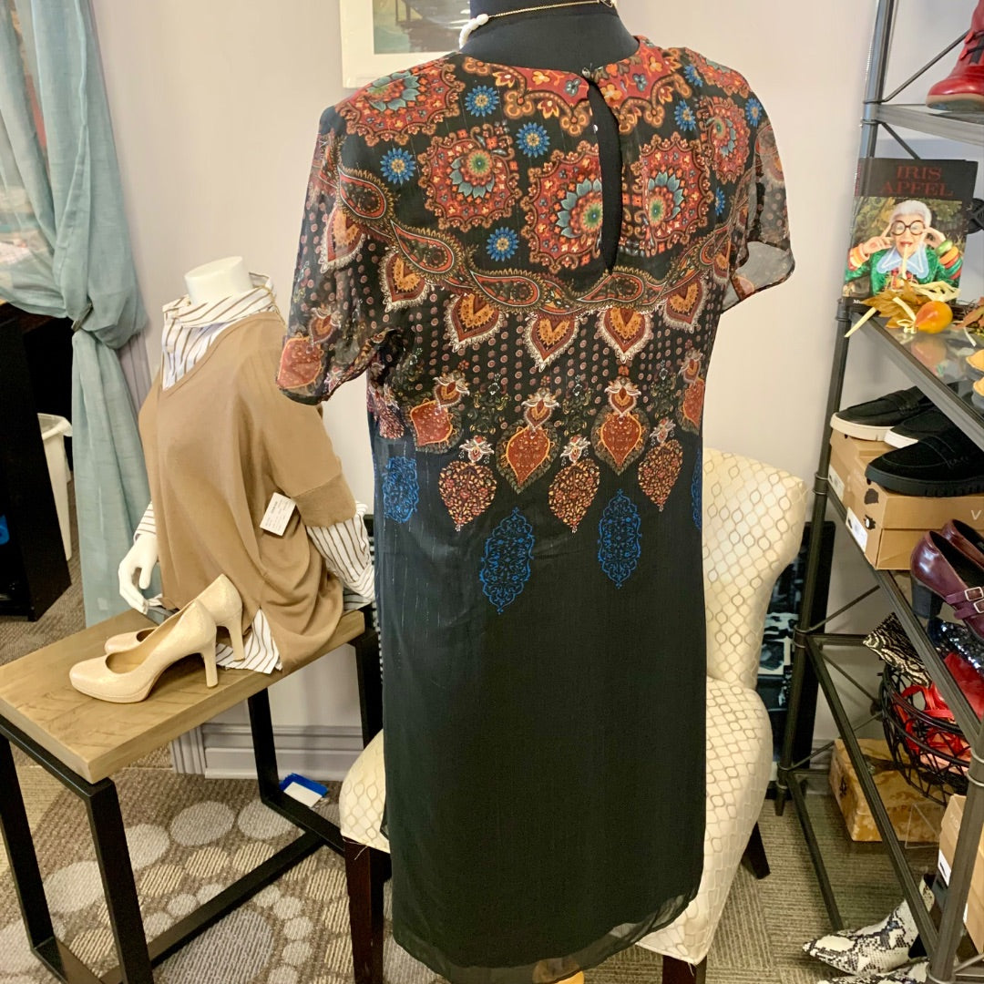 Desiguel, Dresses, Small Blck Orange Multi