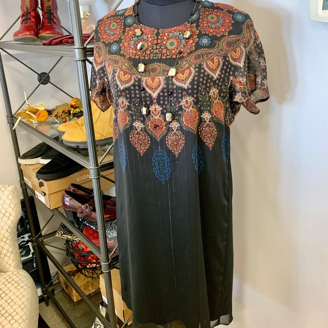 Desiguel, Dresses, Small Blck Orange Multi