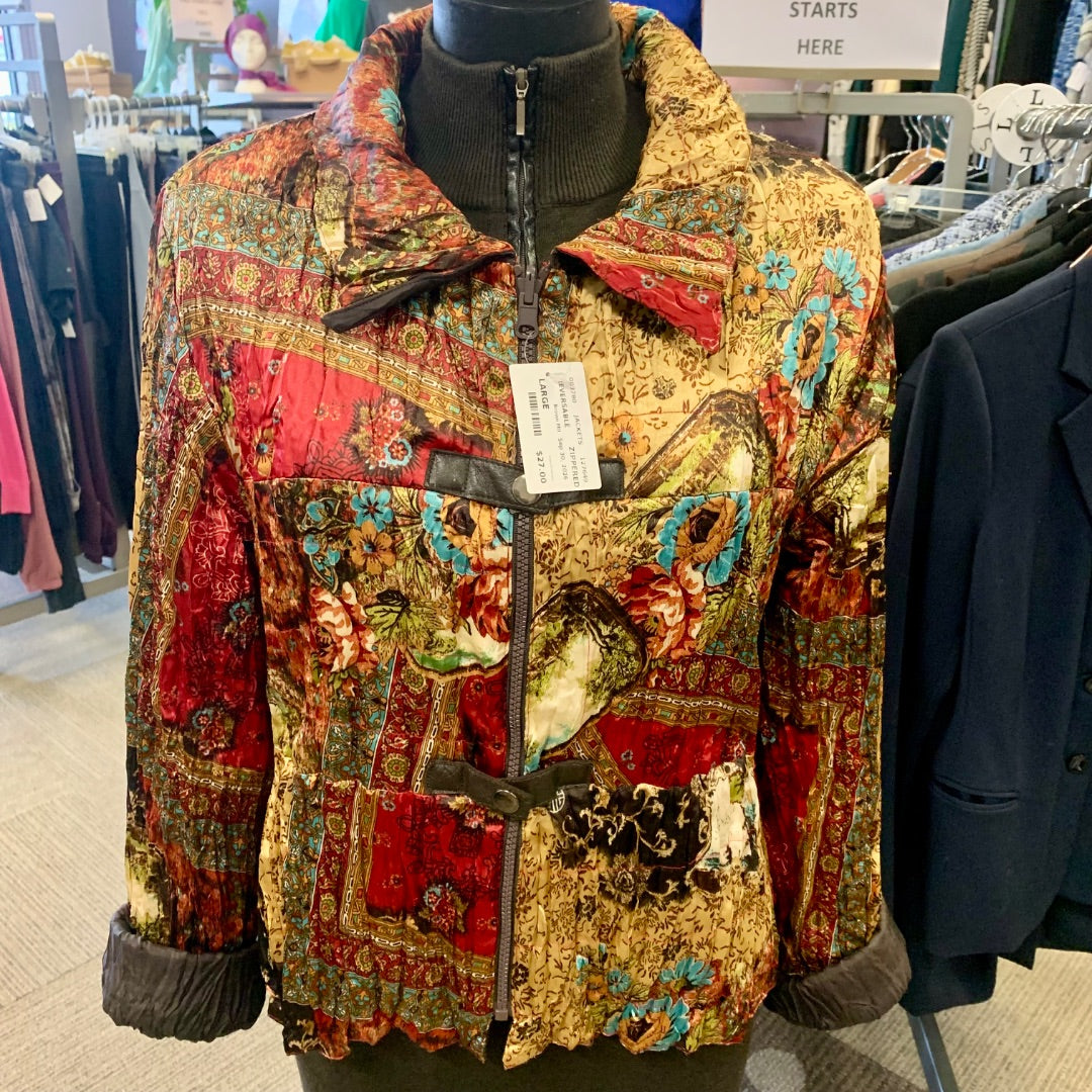 Reversible, Jackets, Large Brown Multi